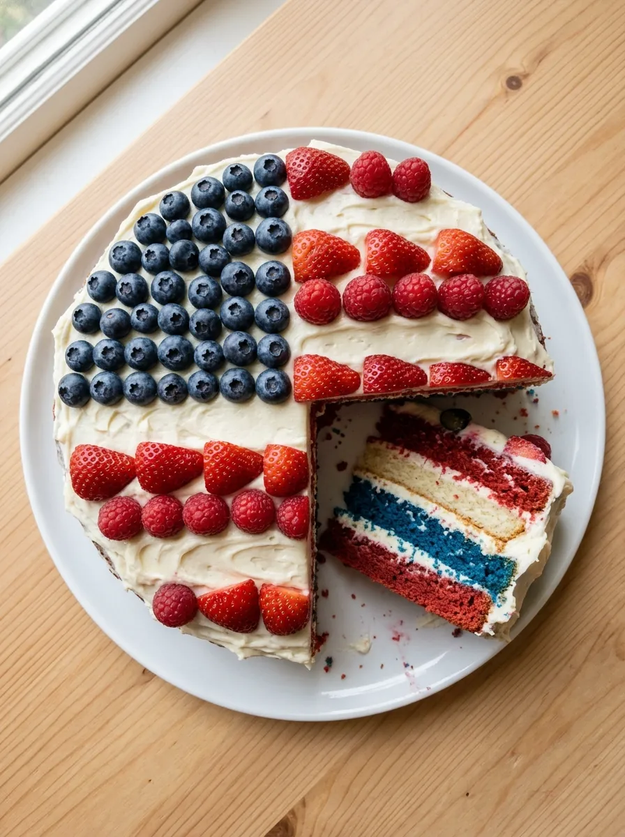 American Flag Layered Cake