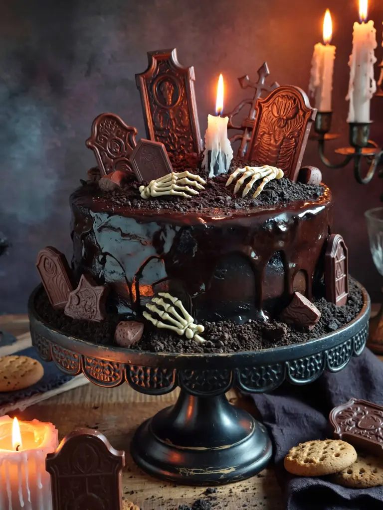 Dark Chocolate Graveyard Cake