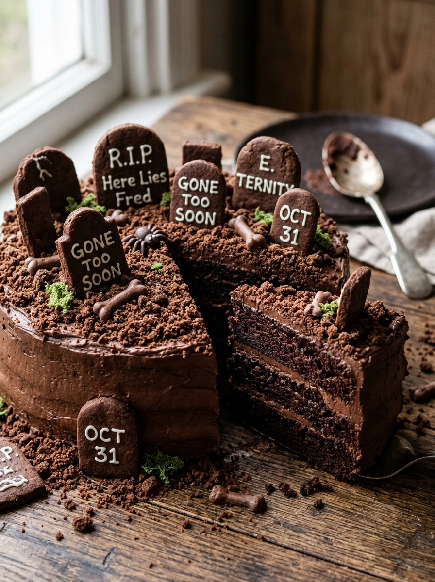 Dark Chocolate Graveyard Cake