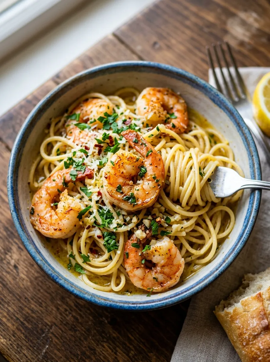 Lemon Garlic Shrimp Pasta