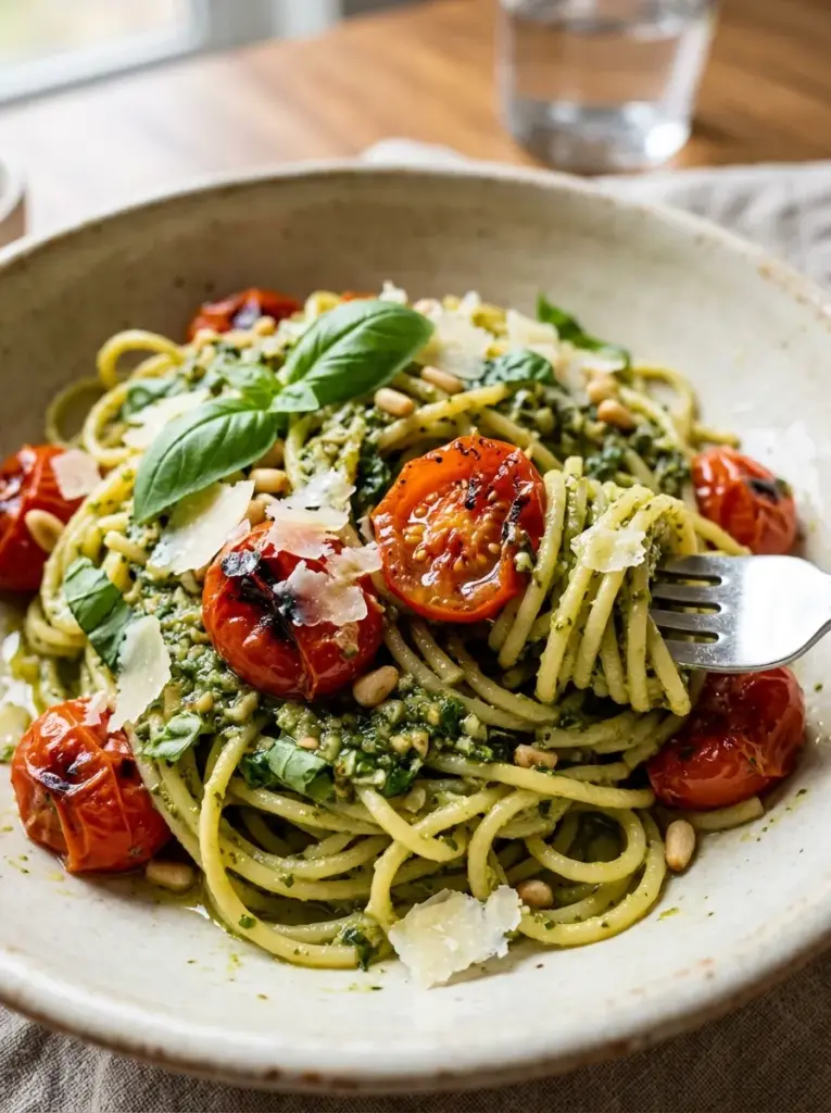 Pesto Pasta with Cherry Tomatoes