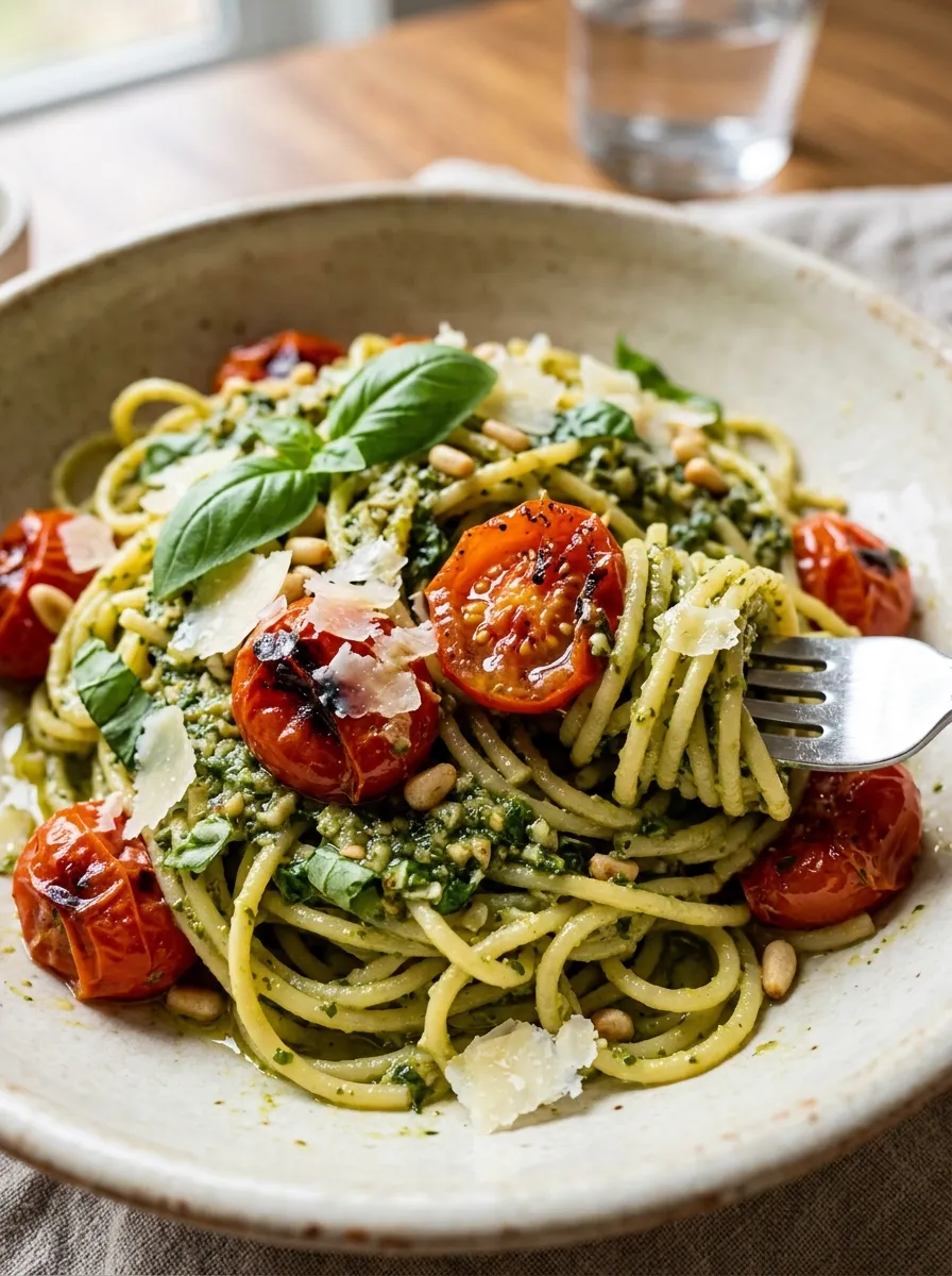 Pesto Pasta with Cherry Tomatoes