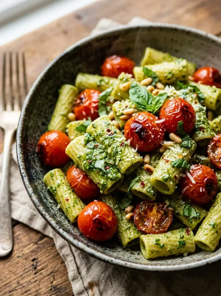 Pesto Pasta with Cherry Tomatoes