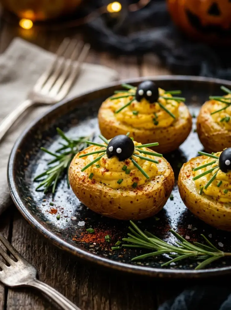 Spider Egg Deviled Potatoes
