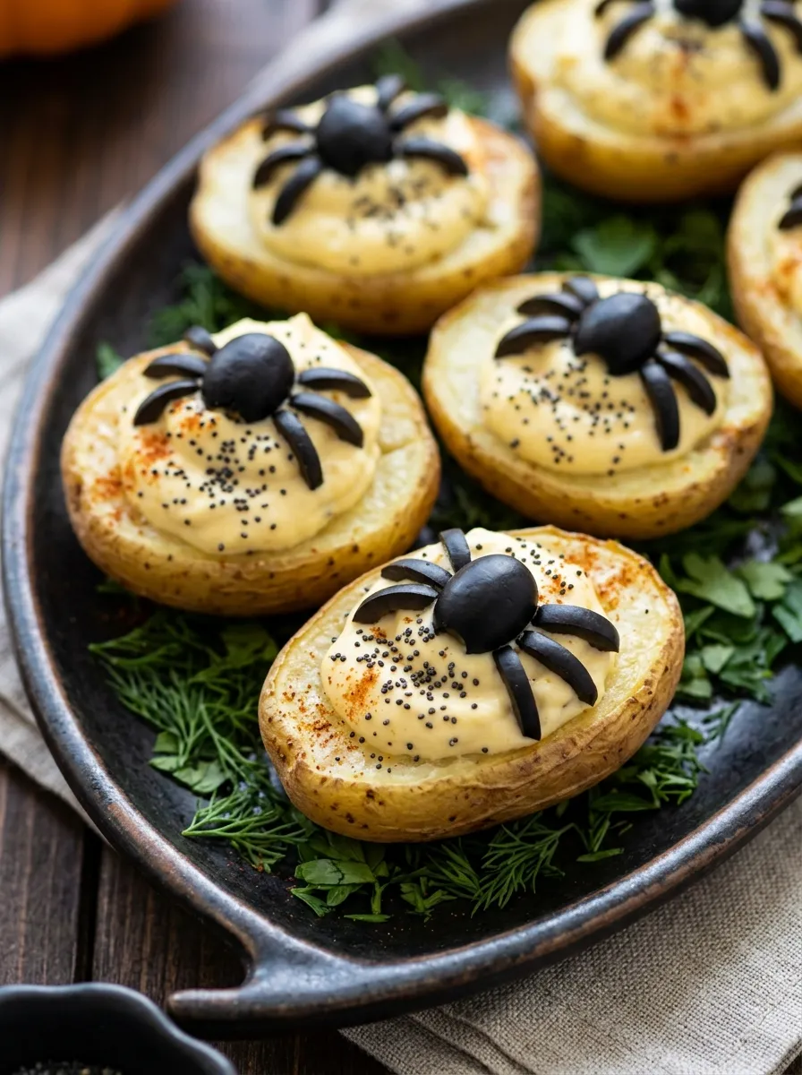 Spider Egg Deviled Potatoes